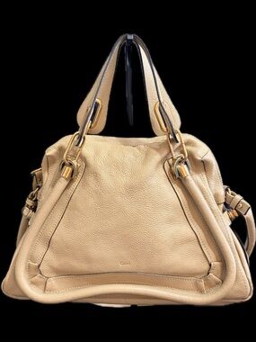 CHLOE Paraty 2 way Beige Leather Shoulder Bag 11 by 14 in  Great Cond. Authentic